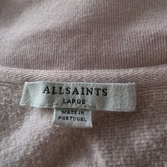 All Saints Sweatshirt Cardigan Size Large Open Front Snap Top Pink Pastel - Picture 4 of 8